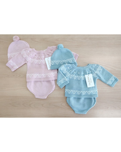 Conjunto ranita y gorro lana