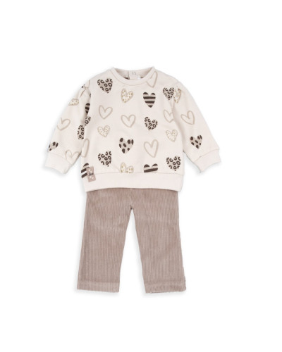 Conjunto corazones pantalón pana